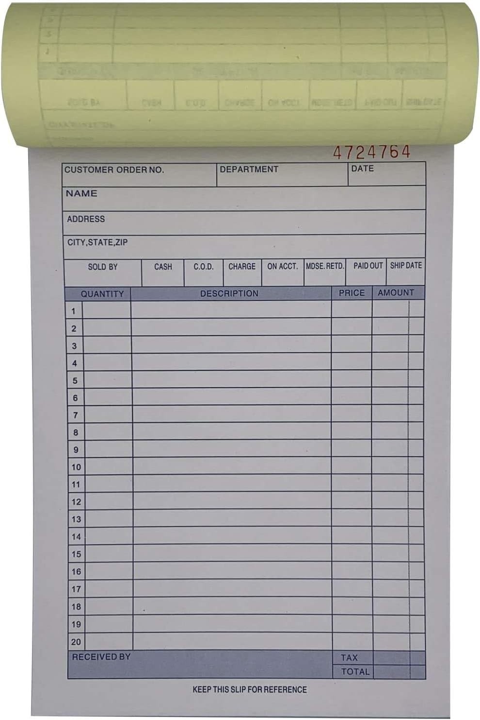5 Pack Large Sales Order Book Receipt Invoice Duplicate Carbonless Copy 50 Sets