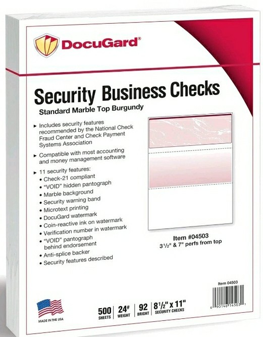 Professional Burgundy Marble Business Checks – Laser/Inkjet