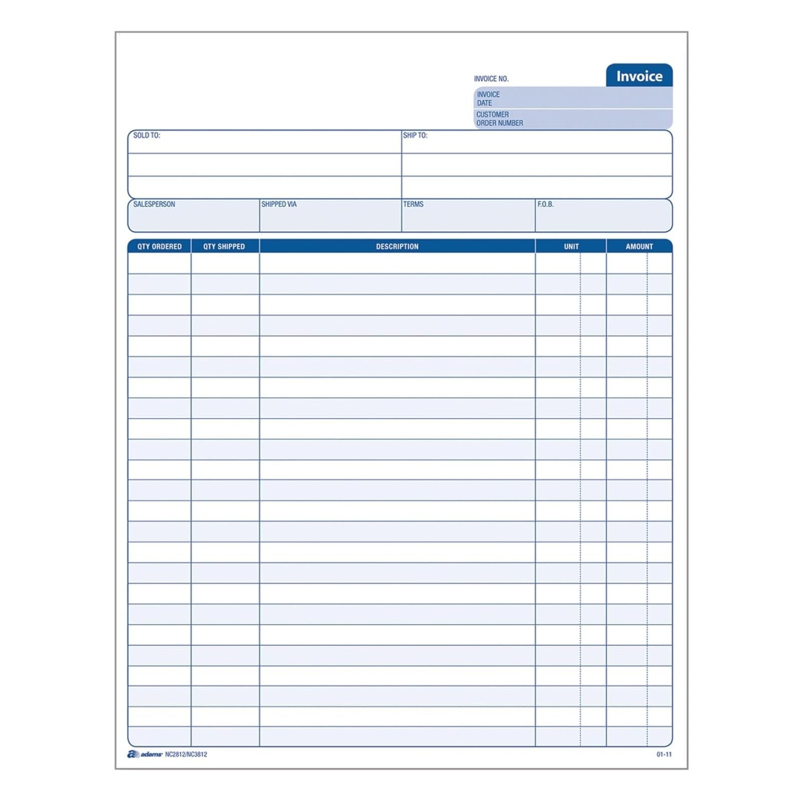 Adams Invoice Sets, 2-Part Carbonless, 50 Sets, 8.5″ x 11.4375″