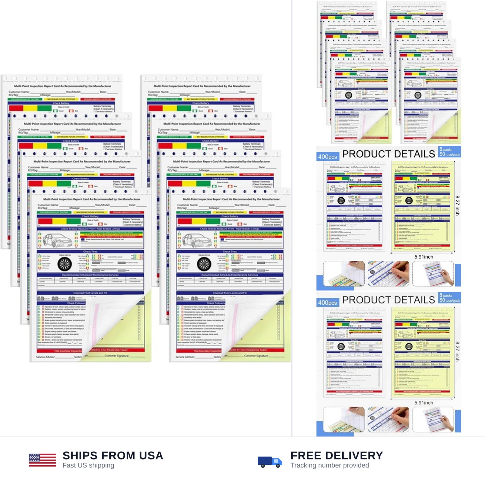 Gilprop 400 Sets Annual Vehicle Inspection Forms 2-ply Carbonless Multi Point…