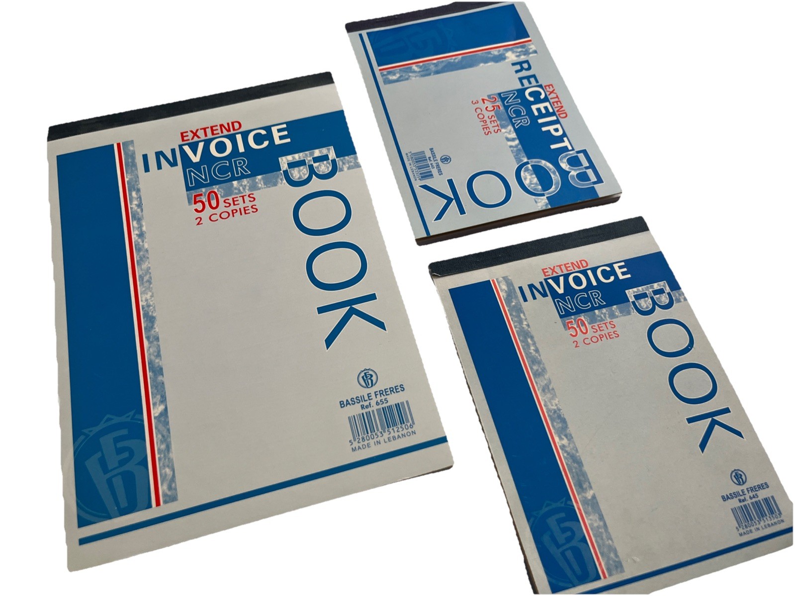 RECEIPT BOOKS 50 COUNT 2 PART ARABIC AND ENGLISH INVOICES LOT OF 3