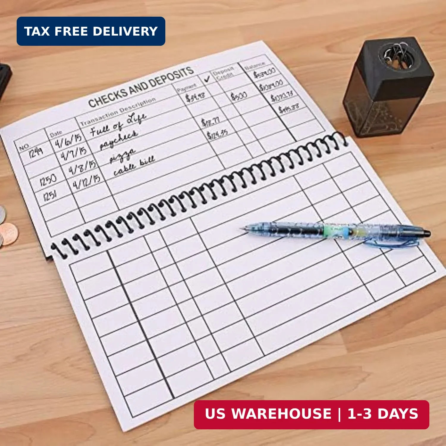 Jumbo Print Check Register Book – Large Print, Easy-to-Read, Spiral Bound, 56 Pa