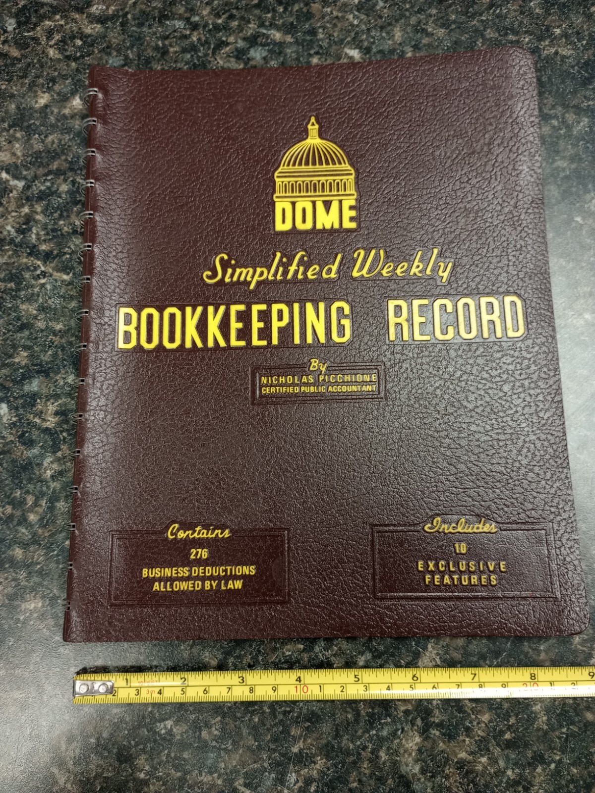 Vtg. Dome DOM600 Bookkeeping Record Book Weekly 128 Pages 9 x 11 Inches, Brown