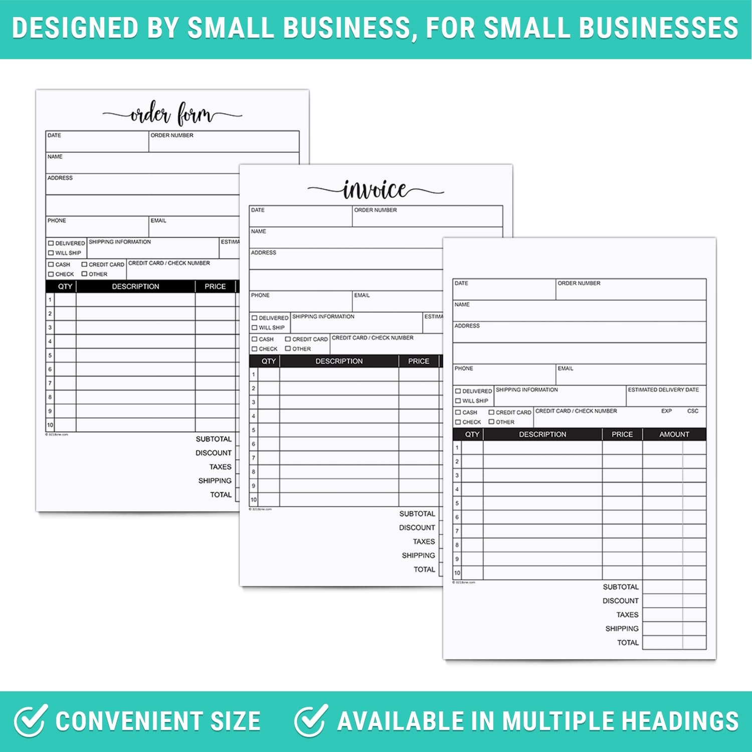 321Done Invoice Pad, Edge-Glued Pad (Small), 2-part: (White / Yellow)
