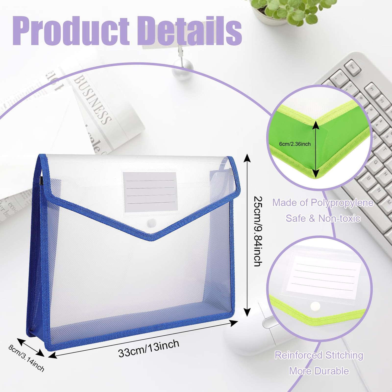 RAIHOMKIT Expanding File Wallet Blue, Purple, Pink, Yellow, Green, Black