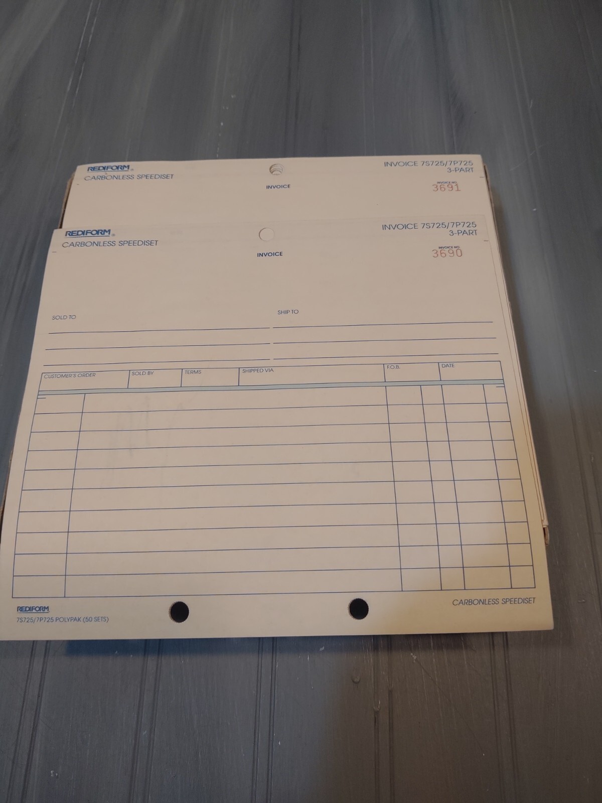 Rapid Forms invoice form 64145p 3-Part Carbonless 125 sets 8″x9″