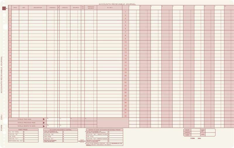220J Accounts Receivable Journals 17 1/2 x 11″ QTY 25