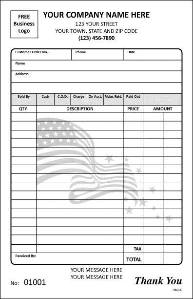 2000 Patriotic Invoices / Sales Receipt / Estimate/ 2 Part / 5.5 x 8.5 TMG033