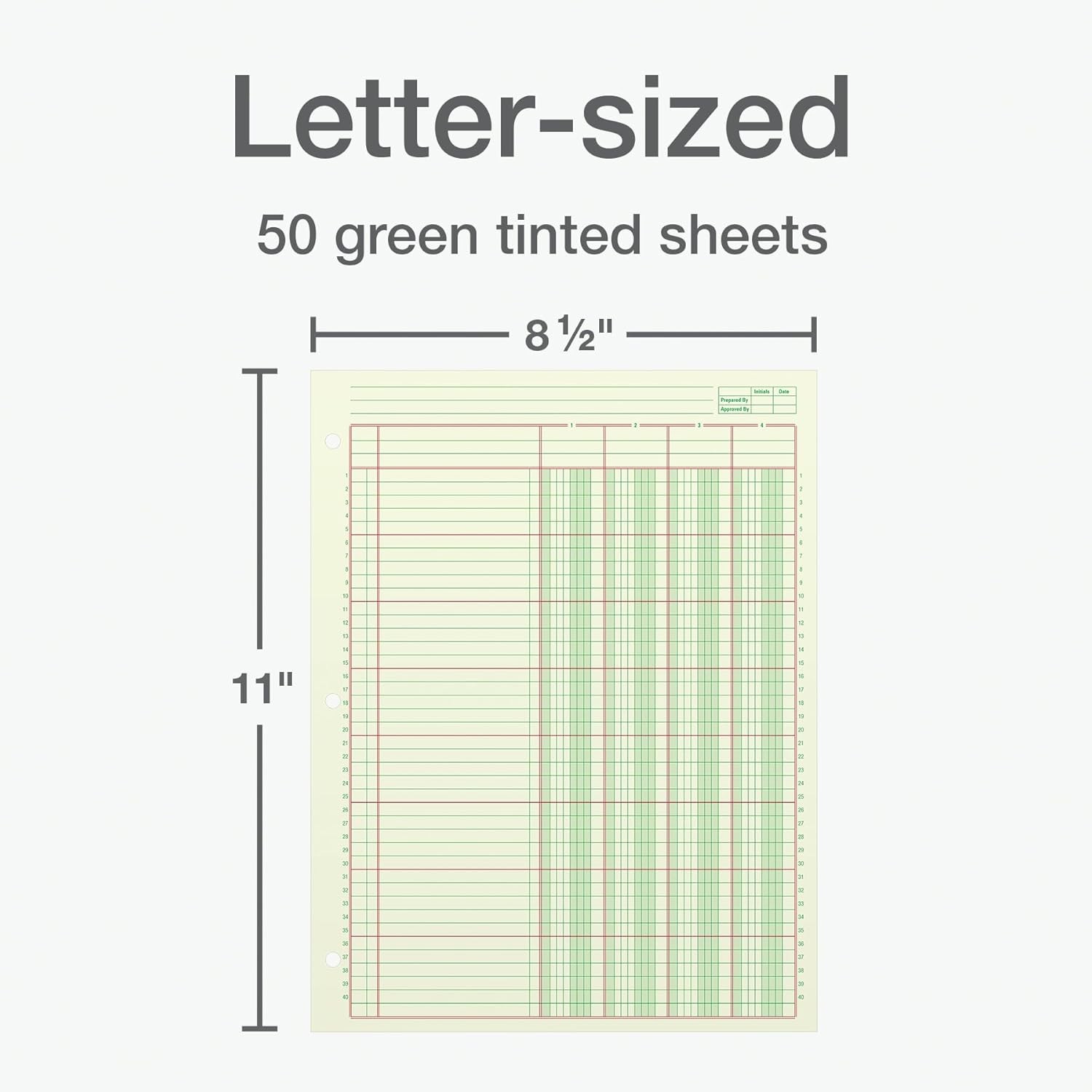 Adams Columnar Analysis Pad 4 Column Ledger 8.5×11 100 Pages Green