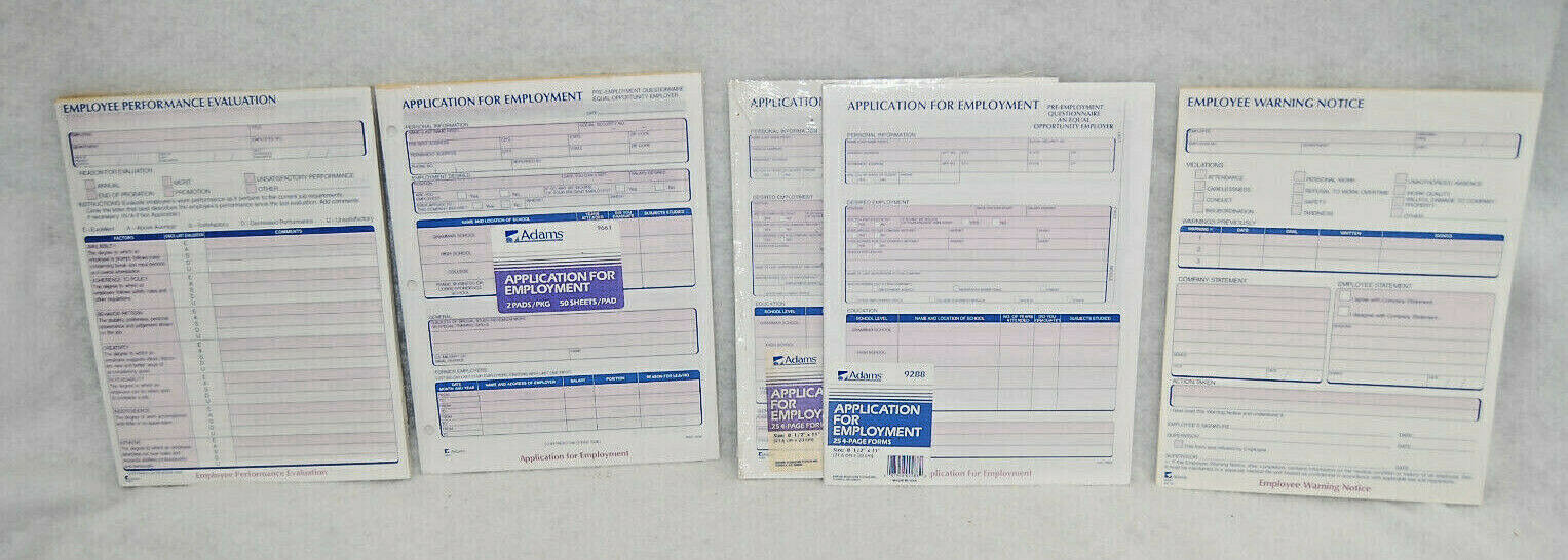 Adams The Human Resource System Asst’d Employment Pads 4 Different Styles S9735