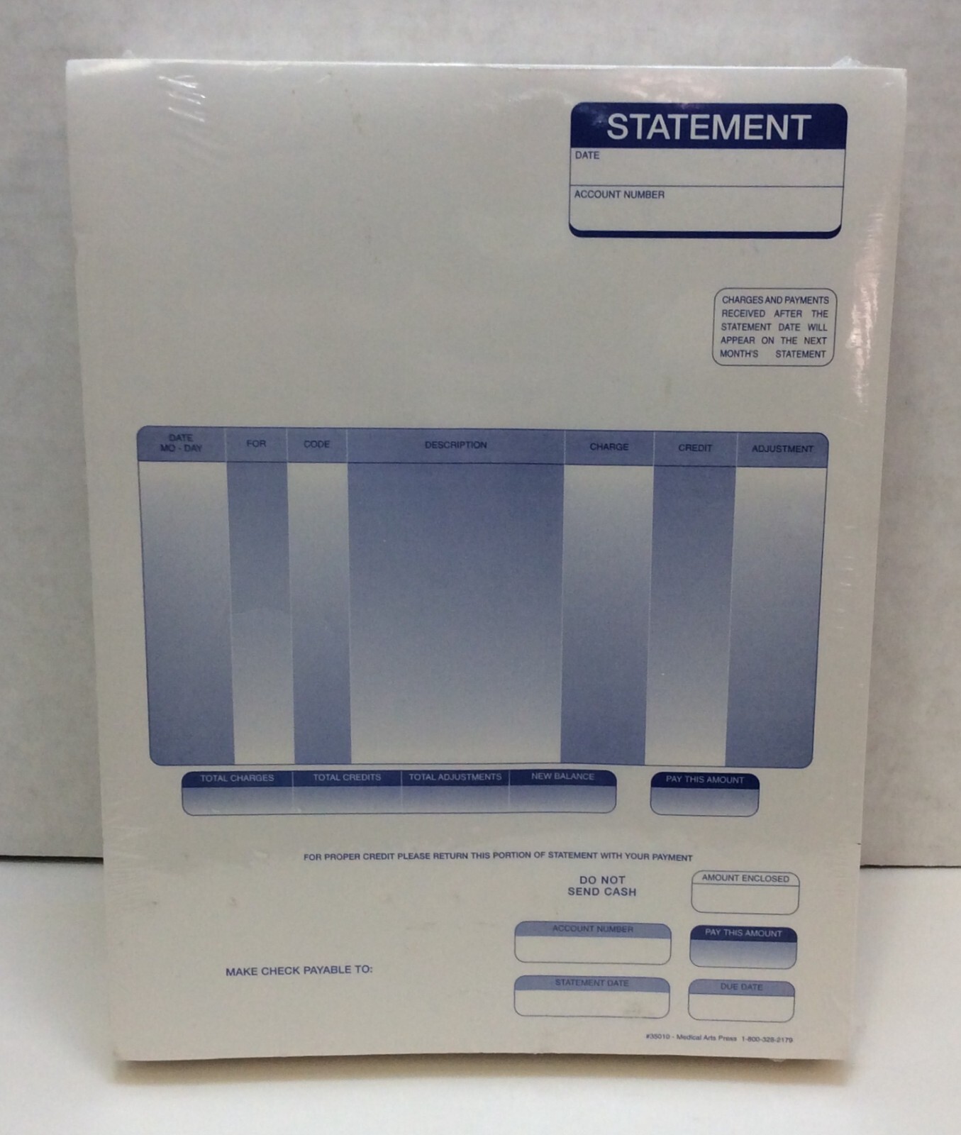 Medical Arts Press #35010, Statement Sheets, 500 Sheets, Free Shipping