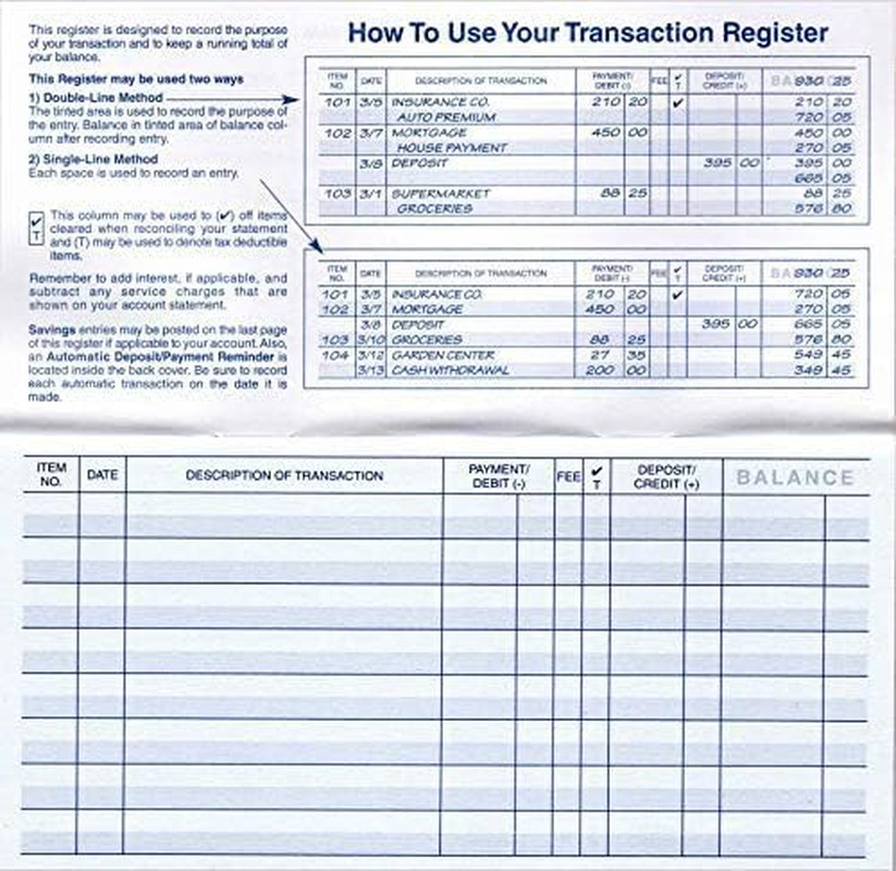 12 Check Registers, 2024-2025-2026, for Personal Checkbook Ledger Transaction Re