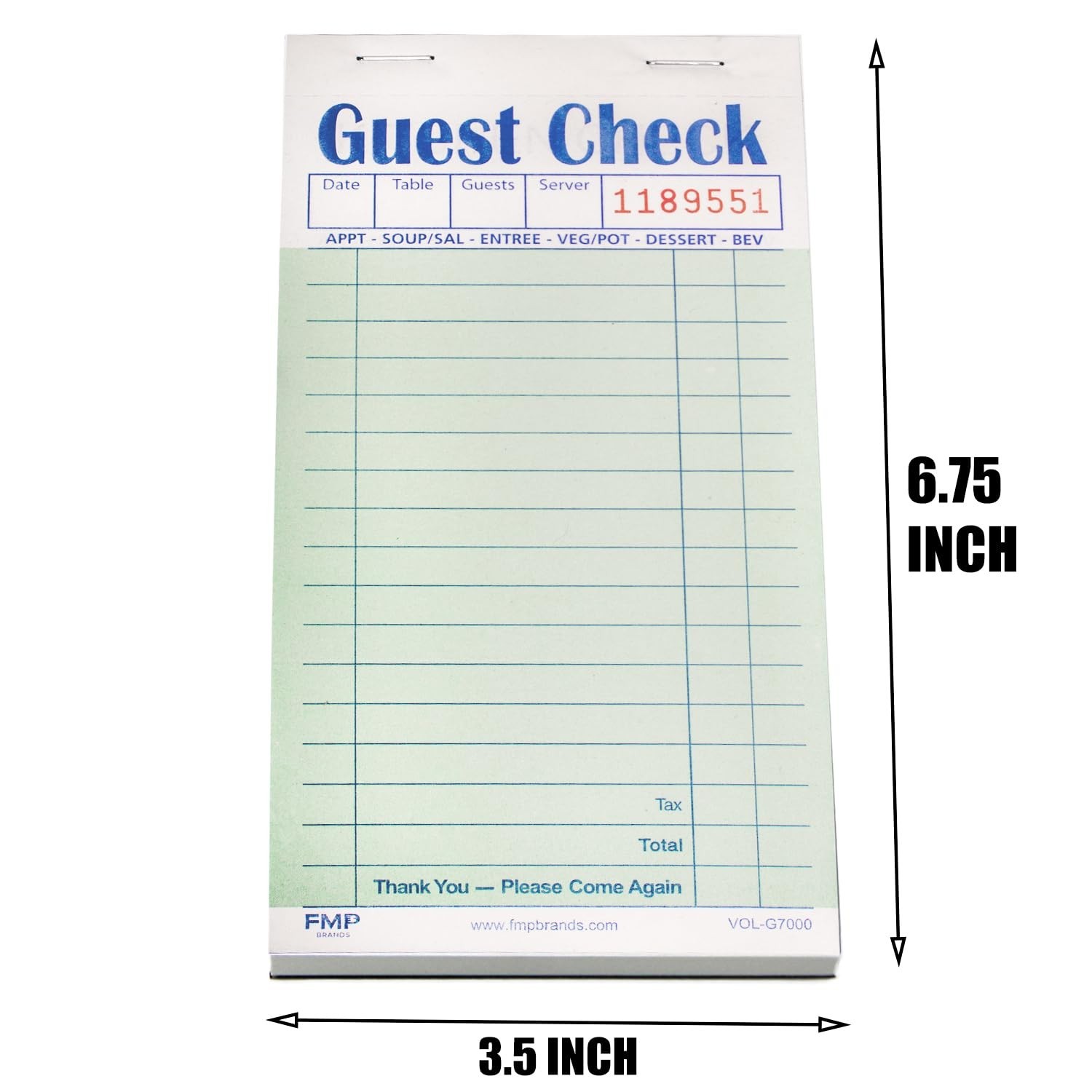 [20 Pads, 50 Sheets/Pad] Double Part Guest Check Pads for Restaurants, Perfor…