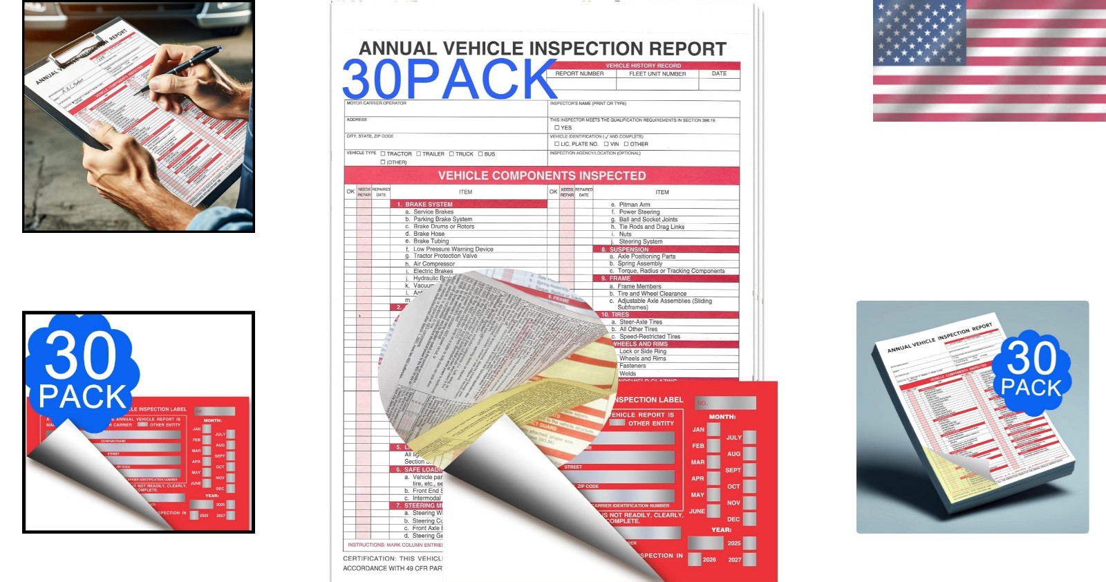 Efficient 3-Ply Vehicle Assessment Forms with Weather-Resistant Labels – 30 Pack