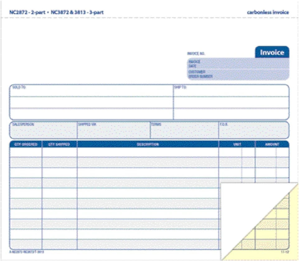 Invoice Book, 2-Part Carbonless, 8-1/2″ X 7-7/16″, 50 Sets per Book (NC2872), Wh
