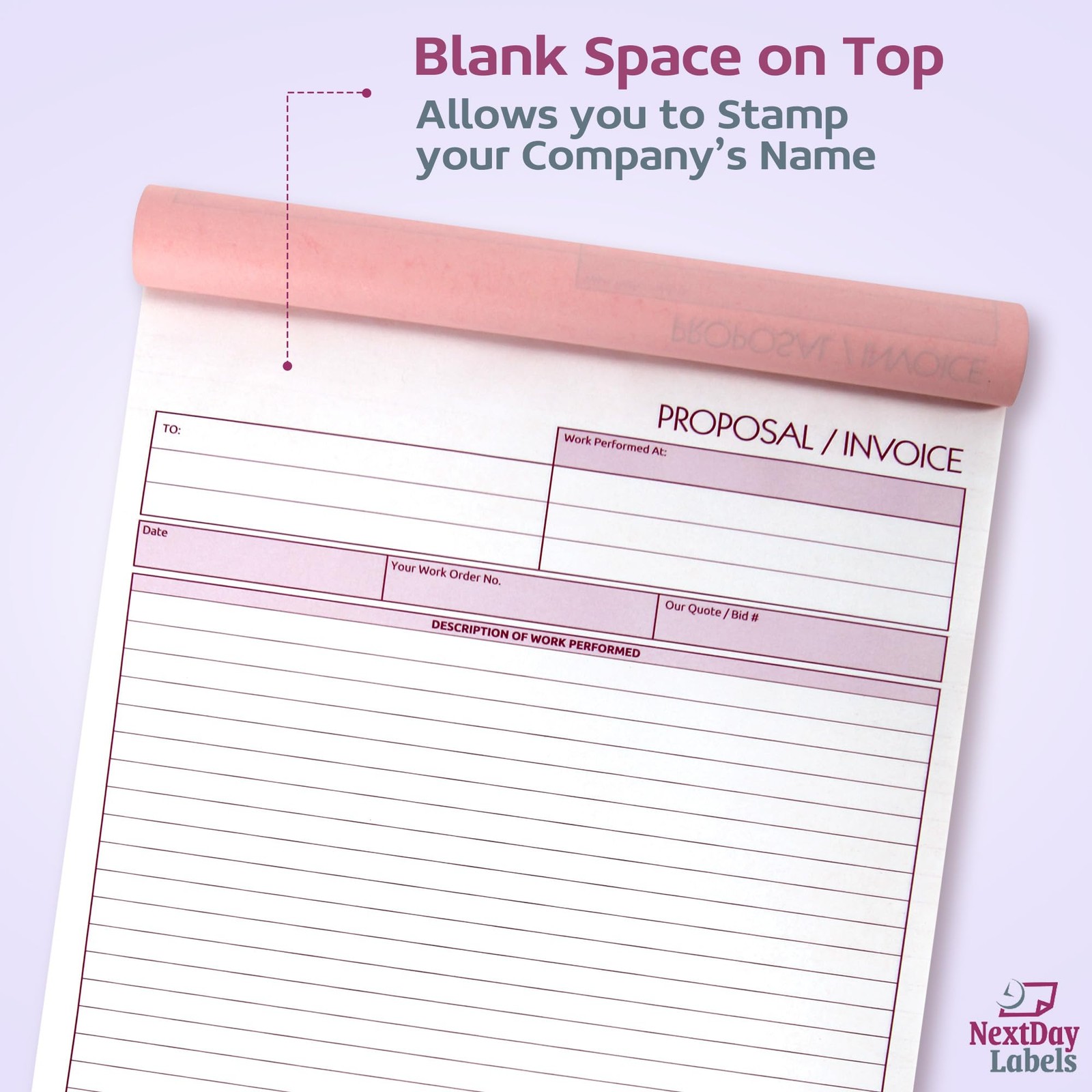 NextDayLabels – Contractor Invoice Book 8.5 x 11 3 Part Carbonless…
