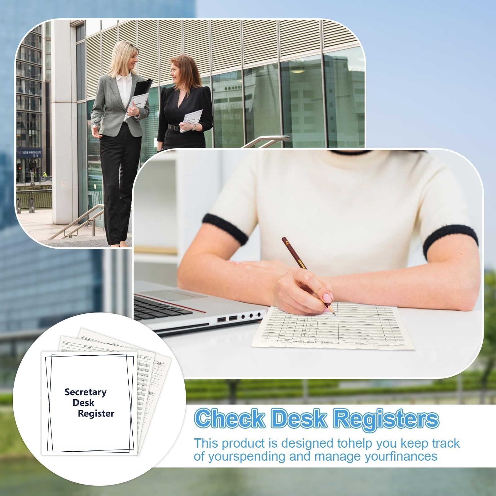 10 Pack Large Check Registers 8.5×9.25 Inch – Premium Transaction Desk Book