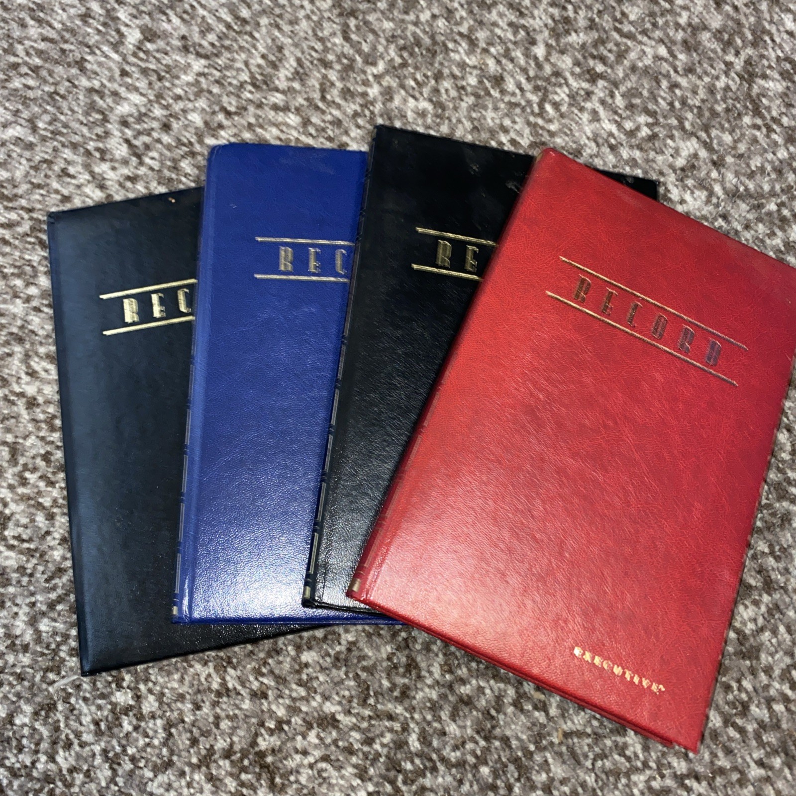 Vintage Executive Record Books Lot of 4 Black Blue Red Hardcover Log Journals