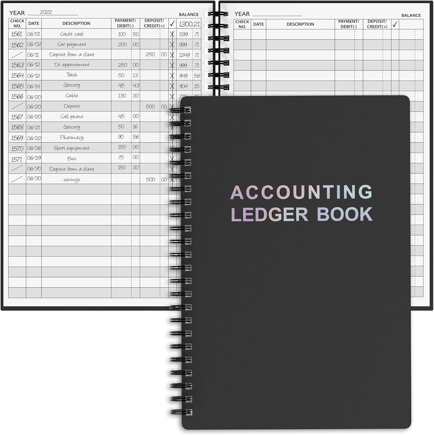 Accounting Ledger Book – A5 Check Register for Small Businesses & Personal Use,