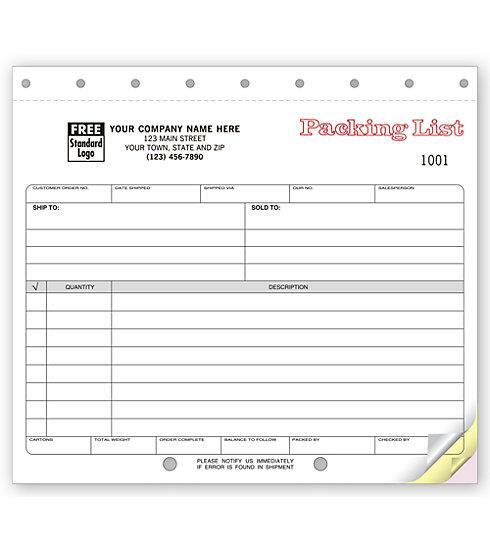 1000 Packing List Carbonless Forms Small Format / Nebs/Deluxe No. 127 / 2 Part