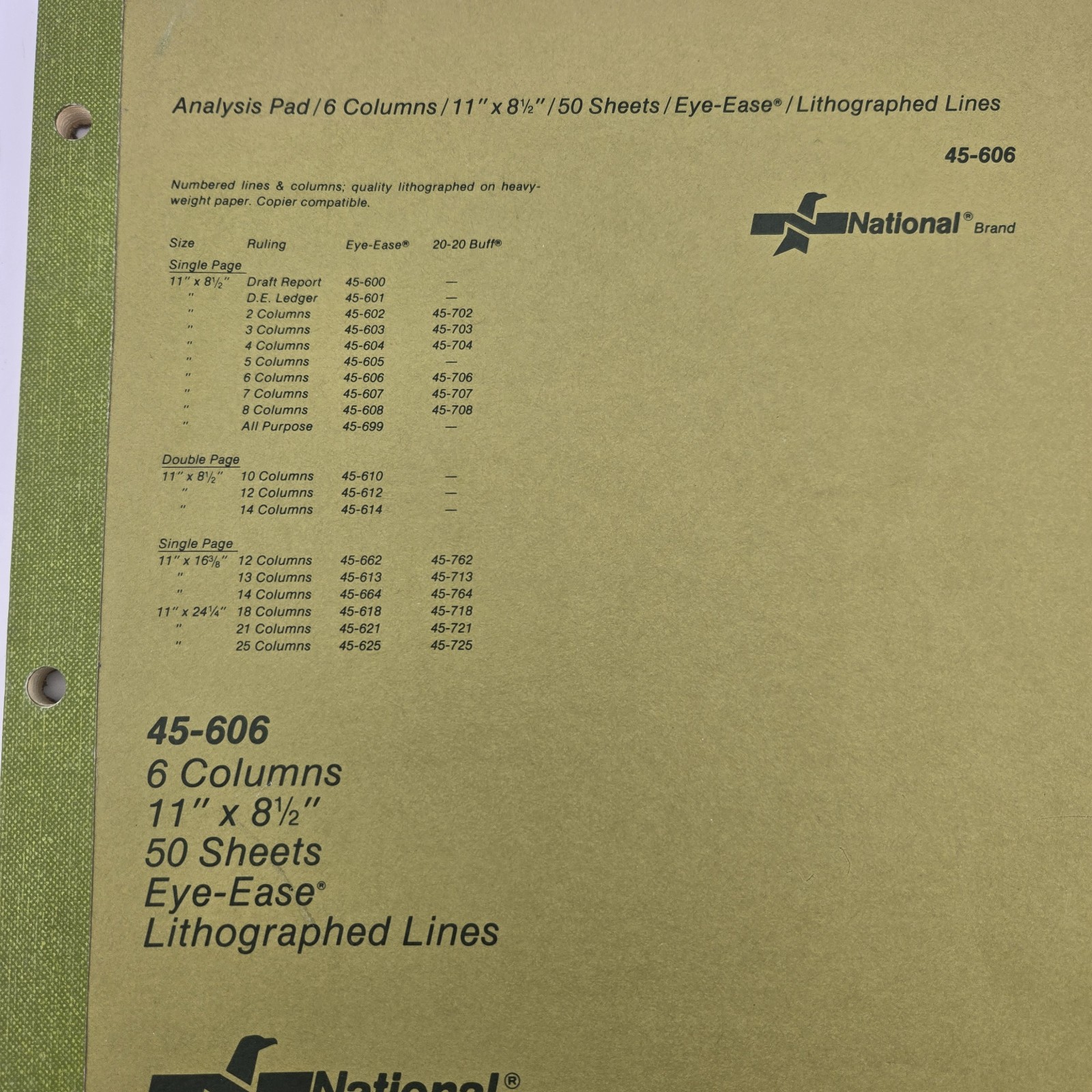 Analysis Pad (National Brand) 6 Columns 50 Sheets 11″ x 8 1/2″ Math Forms