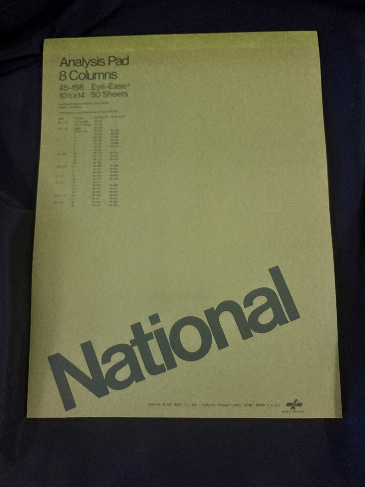 Vtg National Analysis Pad/NEW 8 Column 50 Sheets 10.5” x 14” 45-158