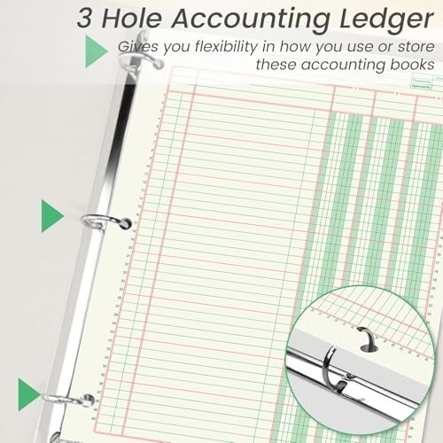 100 Sheets Columnar Analysis Pad – 3 Column Ledger Book, 8.5″x11″, Accounting &