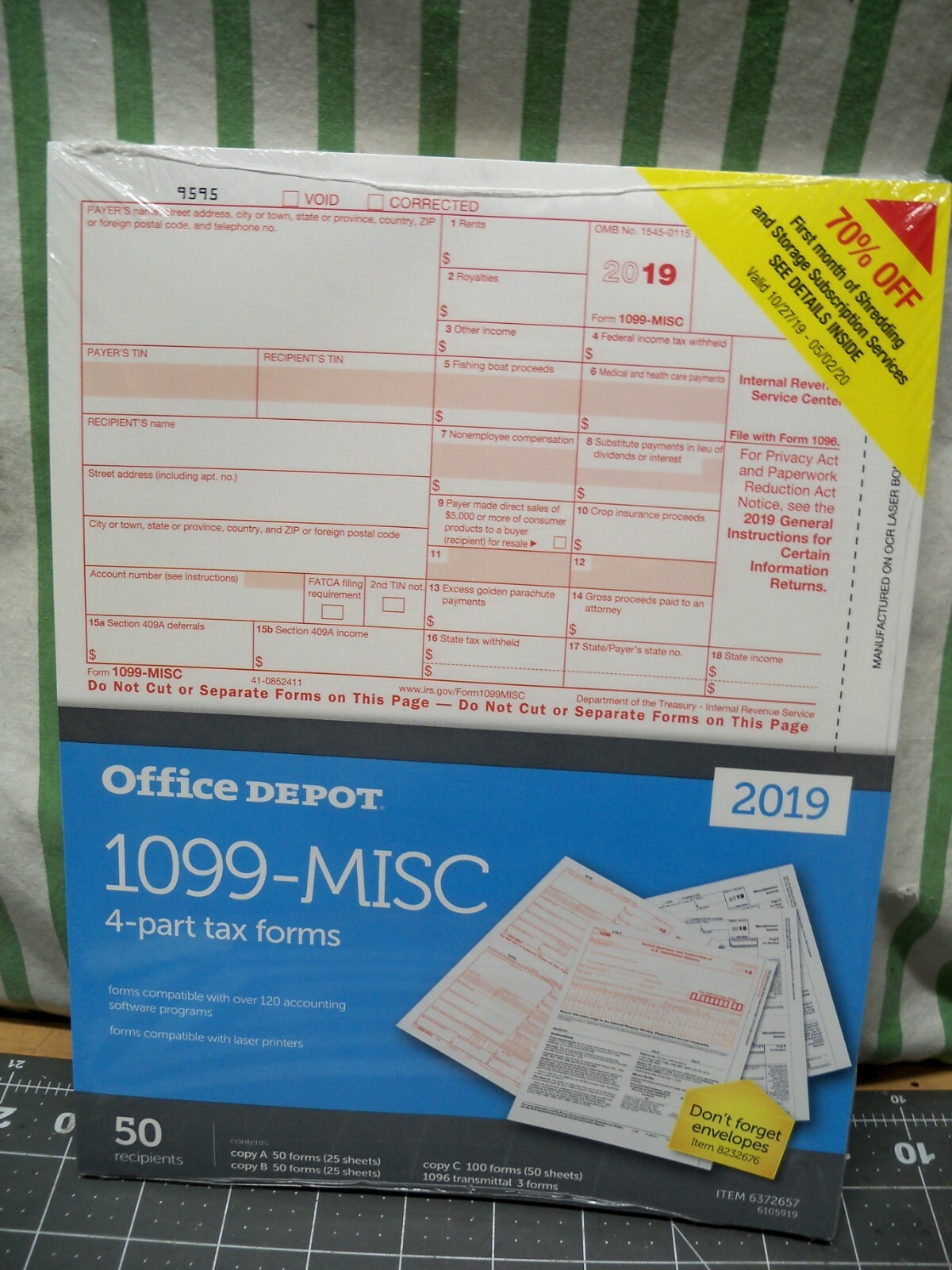 Office Depot 1099-MISC Tax Forms 2019, 2-Up, 4-Part, 8-1/2″ x 11″ 50-PK Staples