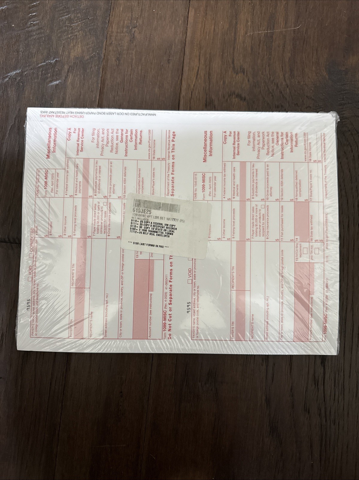 1099 MISC Forms 5110 5111 5112 5100 77772 2025 w Envelopes 50 Pack MISC 26103E25