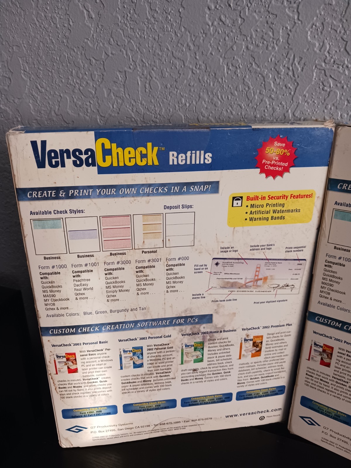 2-Pack VersaCheck Blank Business Checks – Burgundy & Blue Classic Refill Sheets
