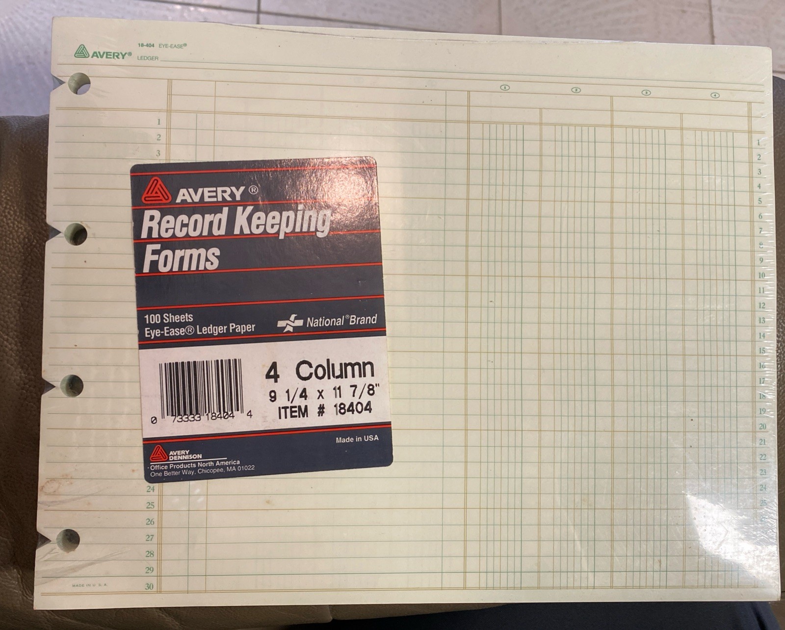 National Brand Avery Record Keeping Forms 4 Column 9.25” X 11 7/8” 100sheets