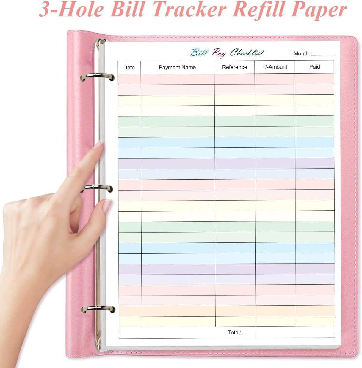 A4 Bill Payment Checklist Refills Paper – 3-Hole Punched Loose Leaf Budget Plann