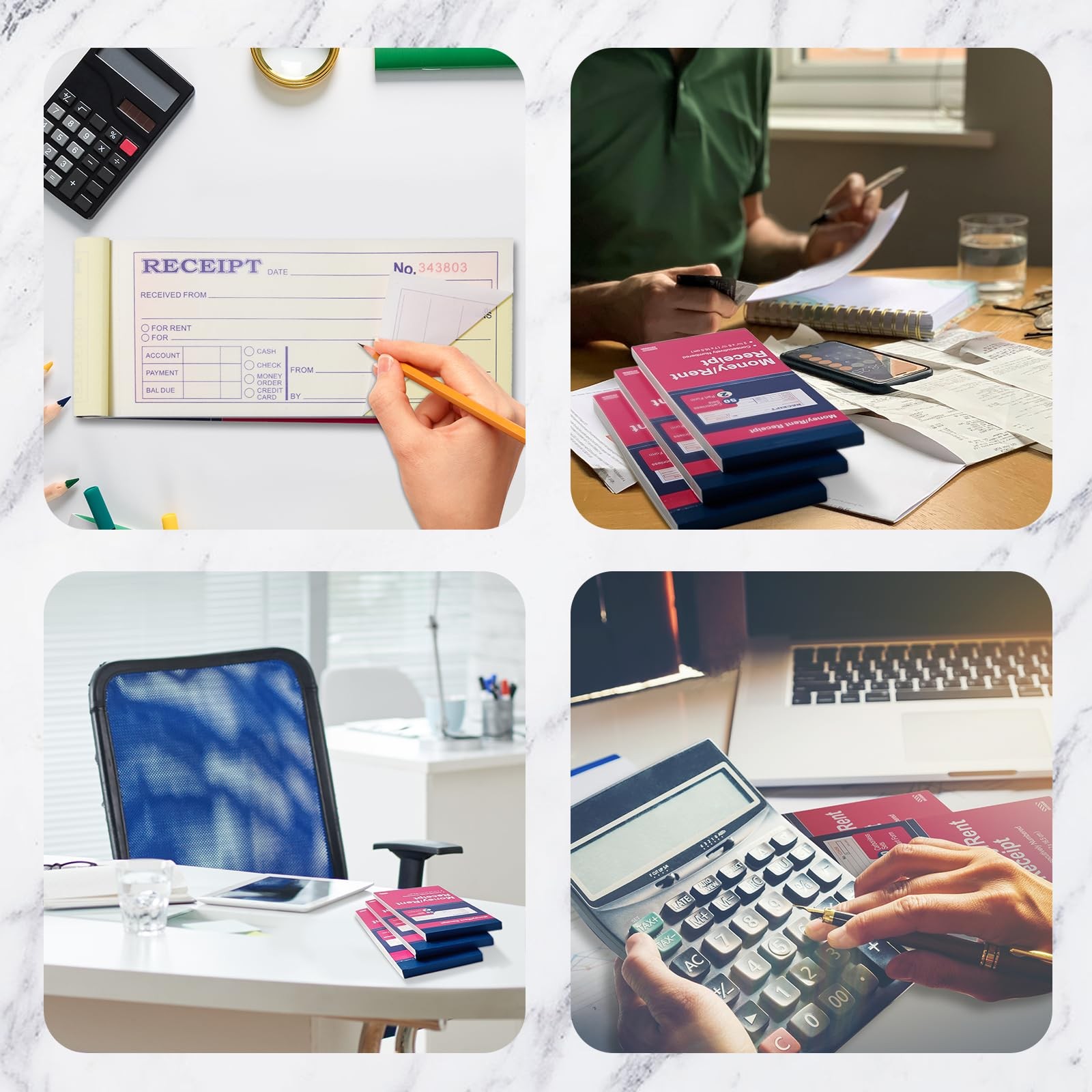 6 Pack Receipt Book with Carbon Copies, Money and Rent Receipt Book 2 Part Ca…