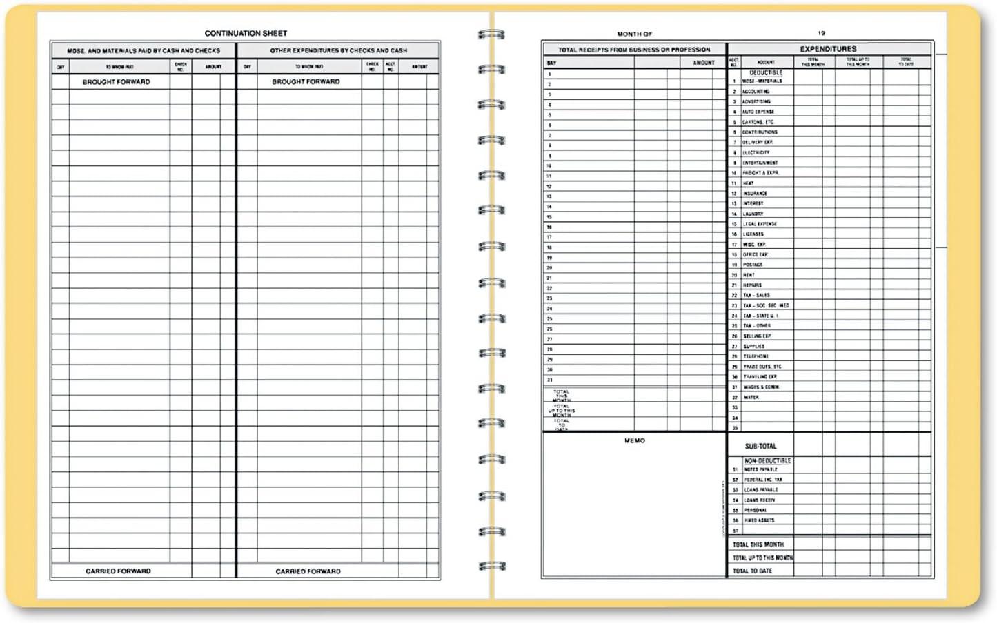 612 Bookkeeping Record Tan Vinyl Cover 128 Pages 8 1/2 x 11