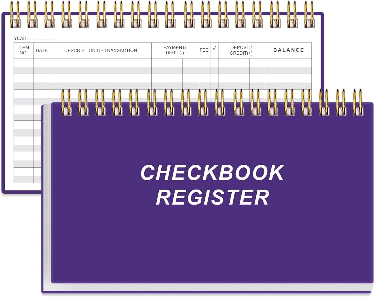 Check Registers for Personal Checkbook – A6 Blank Ledger Transaction Registers