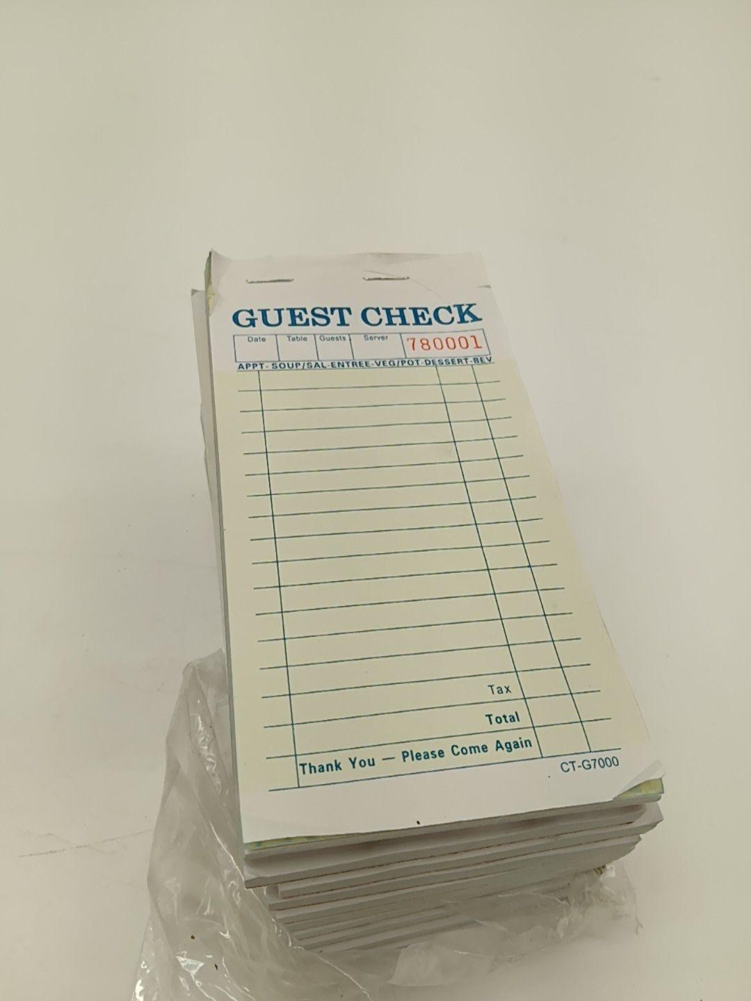 Guest Check Numbered Receipt Books Pads CT-G7000 Restaurant Lot Of 10 Green