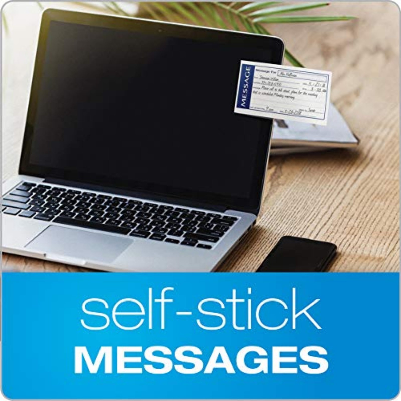 Adams Write ‘N Stick Message Pad, 2-Part, Carbonless, Blue, 5.3″ x 0.3″, Blue