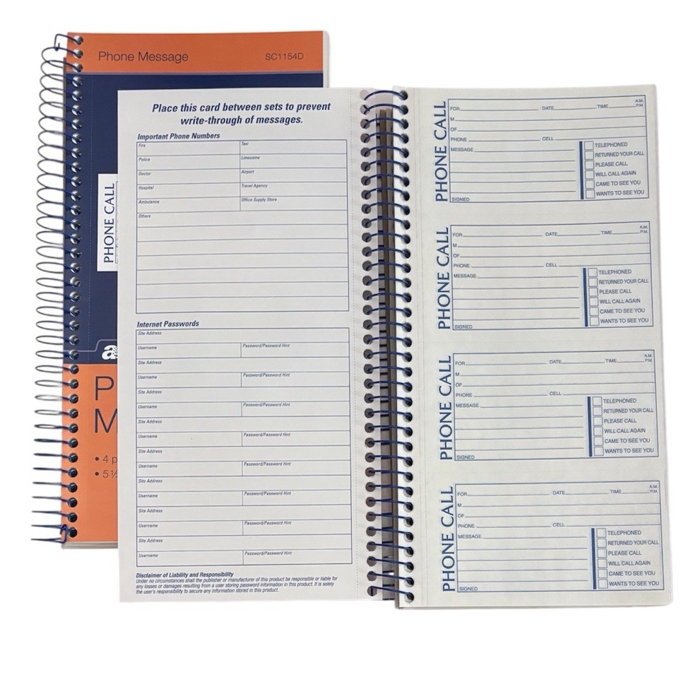2x Adams Phone Message Books 400 Carbonless 2 Part Messages Each SC1154D NEW