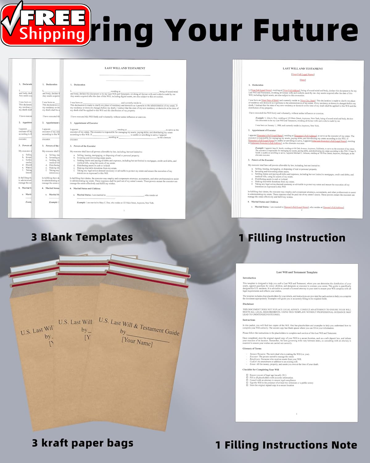 2026 Last Will and Testament Kit (3-Pack) – DIY Estate Planning Forms, Lawyer-Pr