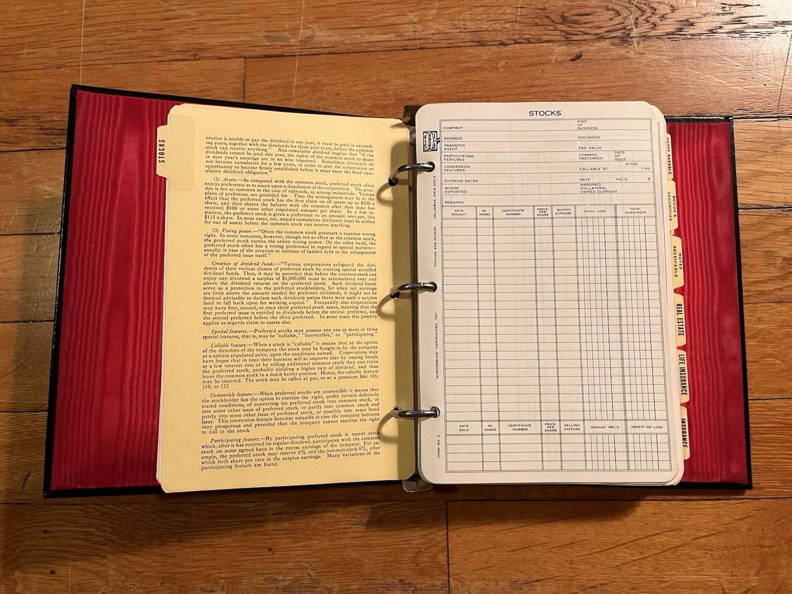 VINTAGE Mi-Reference Investment Portfolio Personal Financial Record Ledger 1967
