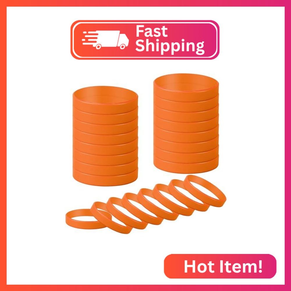 kymqlyw 24 Pcs Plain Silicone Rubber Bracelets Solid Color Rubber Wristbands Spo