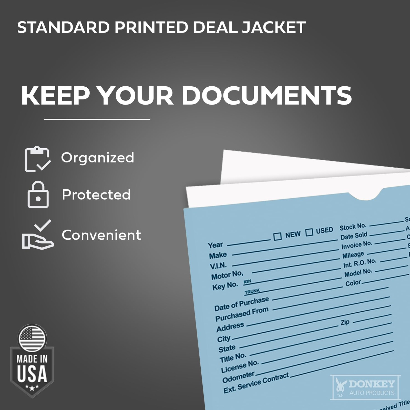 Printed Vehicle Deal Envelopes 9×12 Jackets (100 shrink One Size, Blue