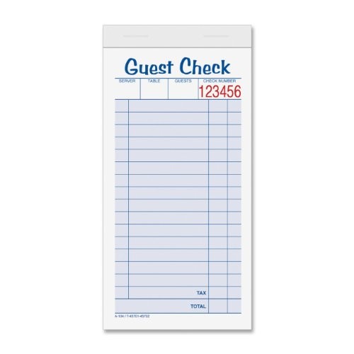 Tops Guest Check Book – 2 Part – 5.50″ X 3.37″ Sheet Size – 10 / Pack (TOP45702)