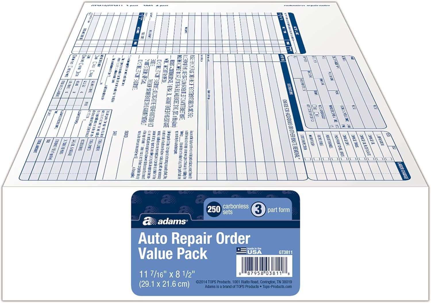 Garage Repair Order Forms, 8.5 x 11 Inch, 3 Parts, 250-Count, White and Canary a