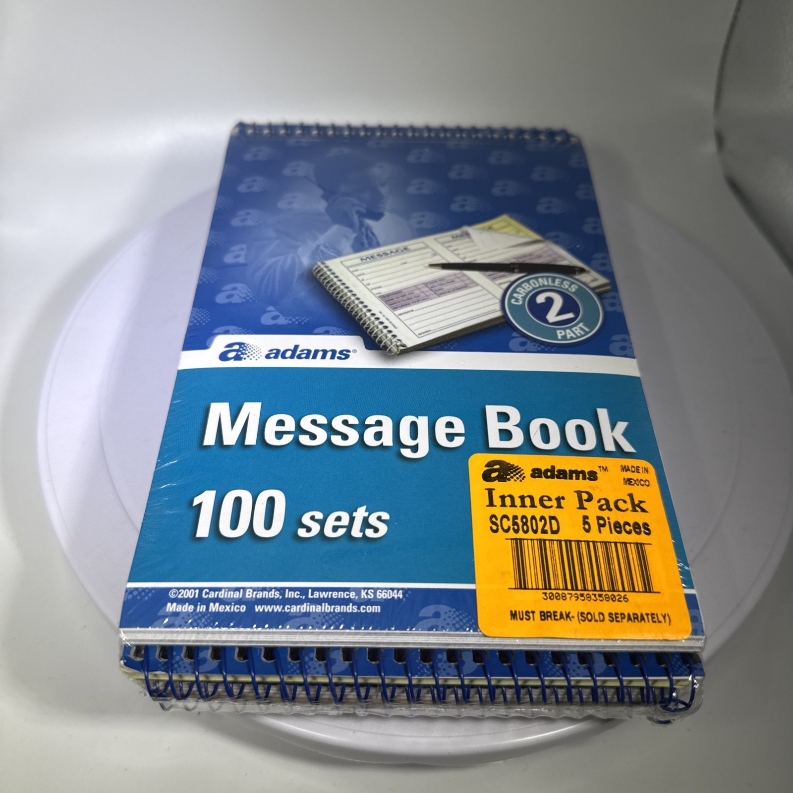 Adams Wirebound Telephone Message Book 2-Part Carbonless 5 Pack SC5802D