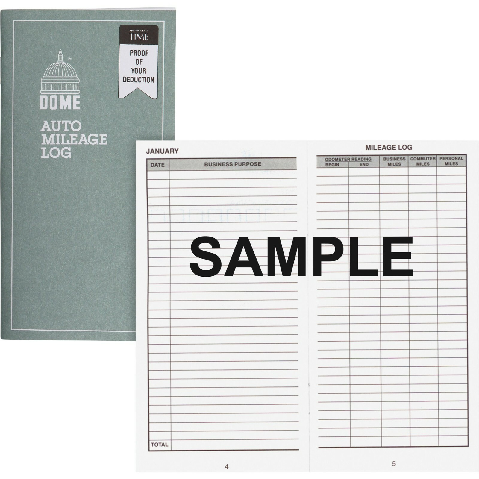 Dome 770 Auto Mileage Log Book! FAST FREE SHIPPING! Monthly Record Keeping!