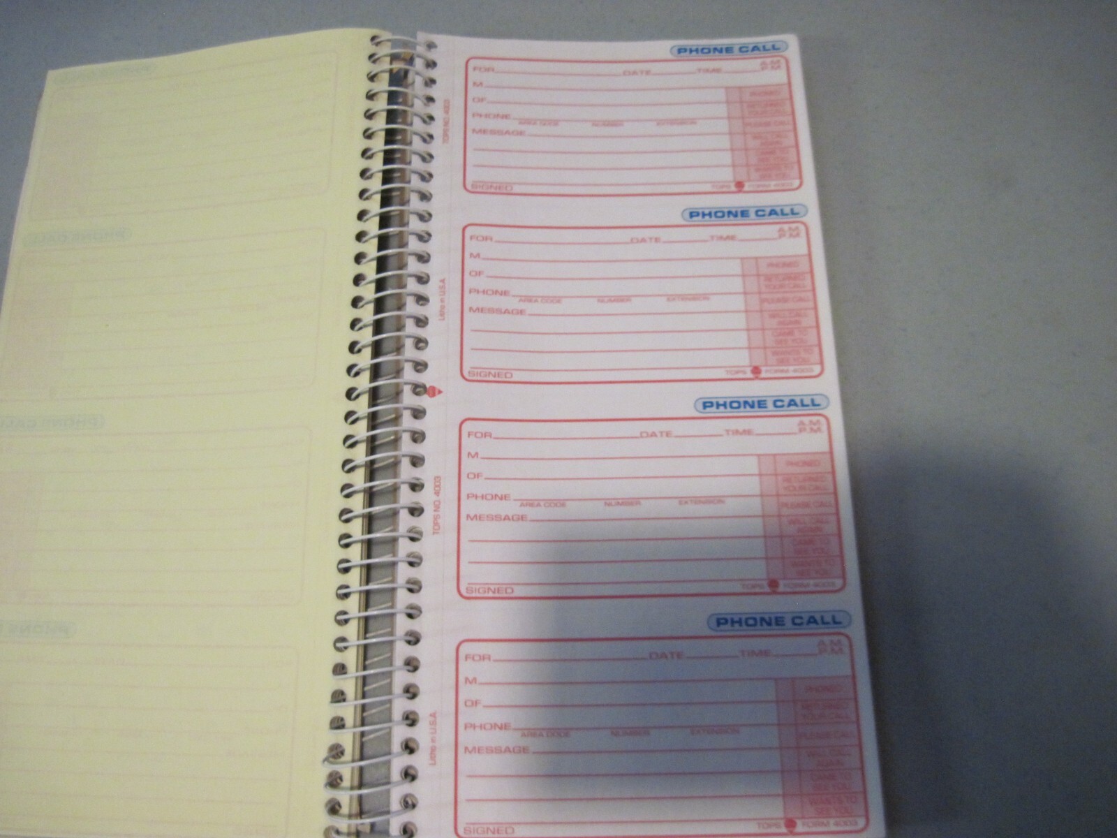 Phone Message Book Duplicate Message Set Carbonless some pages missing