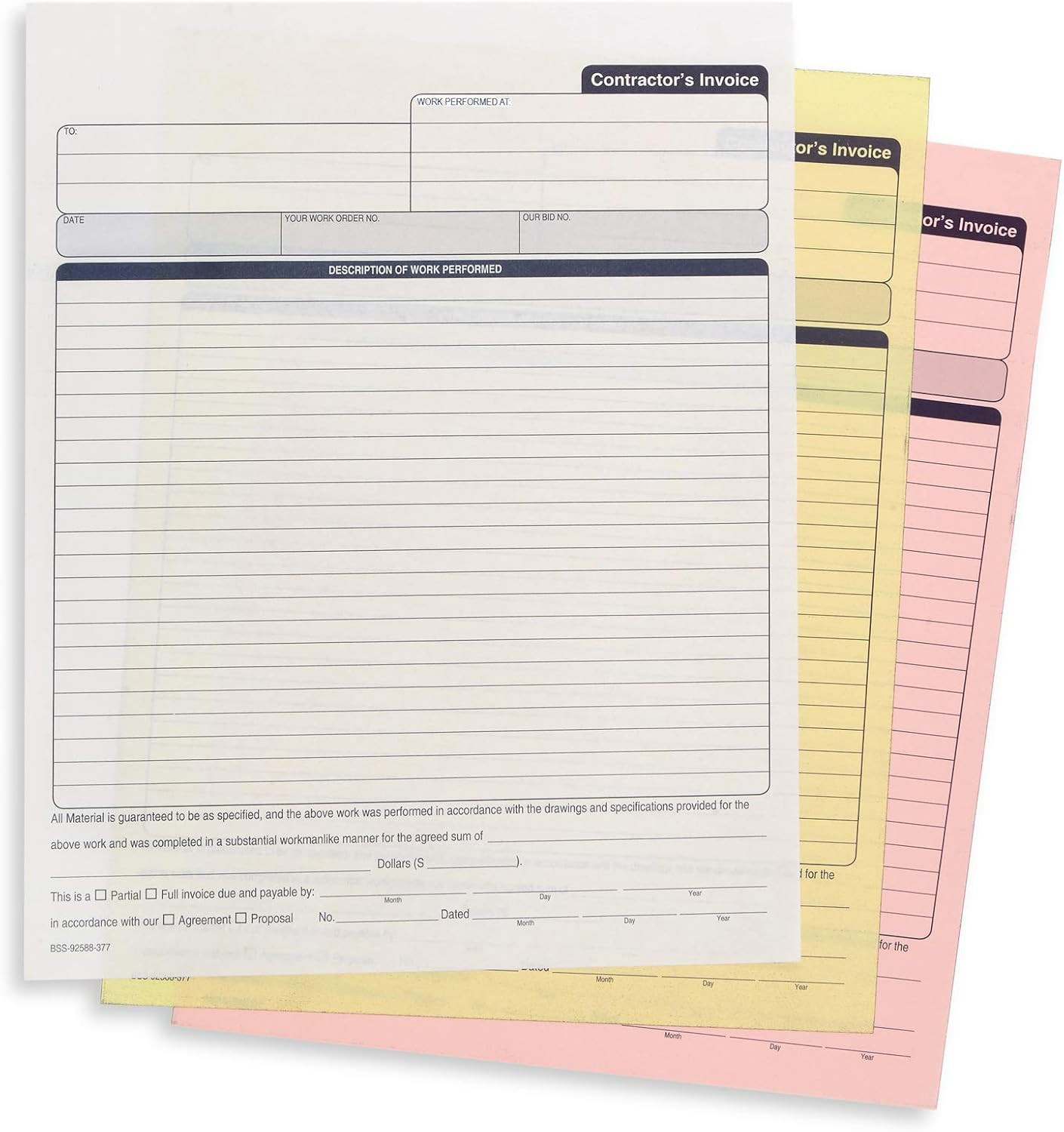 Blue Summit 50 Contractor Invoice Receipt Books, Estimate Book Contractor with B