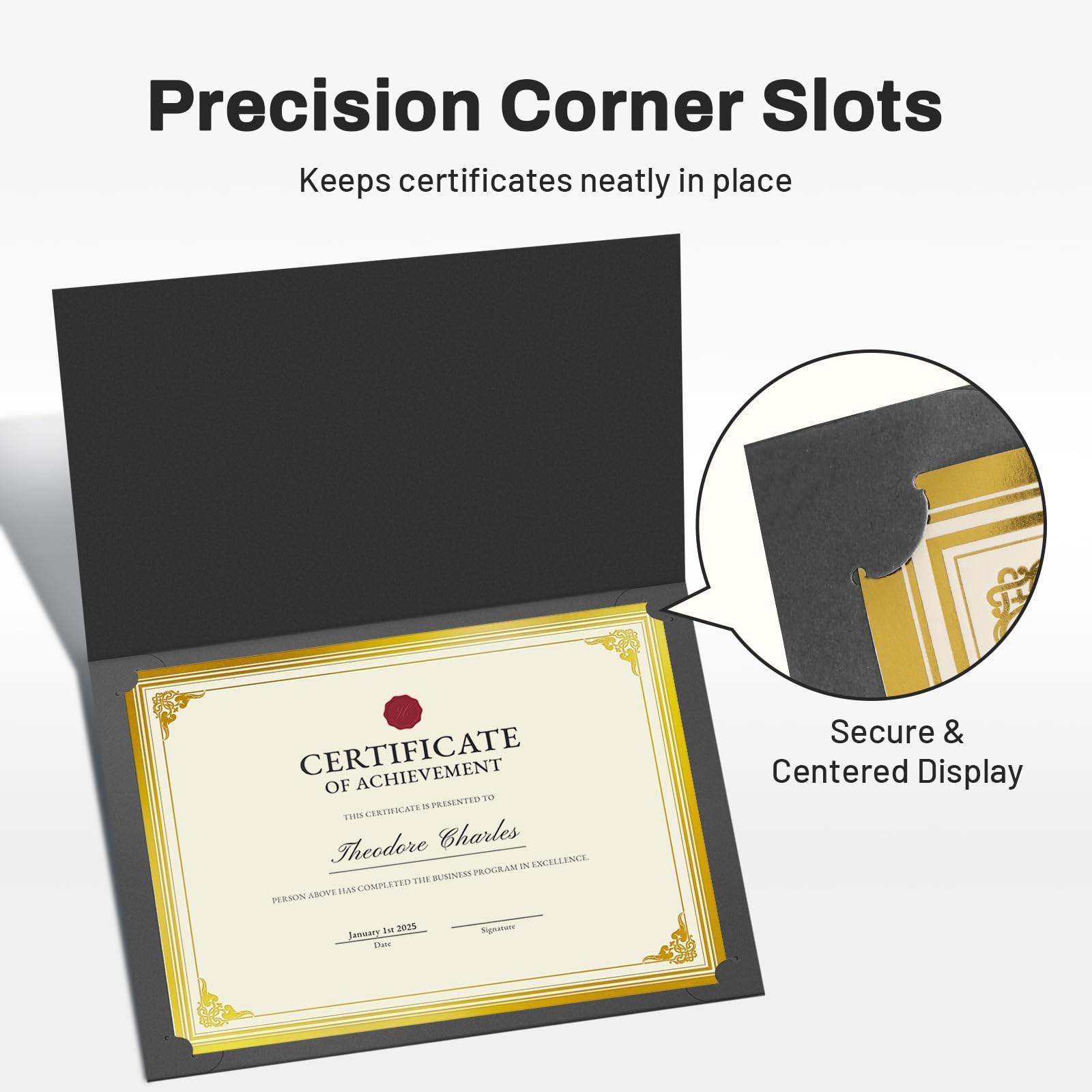 SUNEE Certificate Holders(Black, 30 Packs, New 8.5×11-30 packs, Black