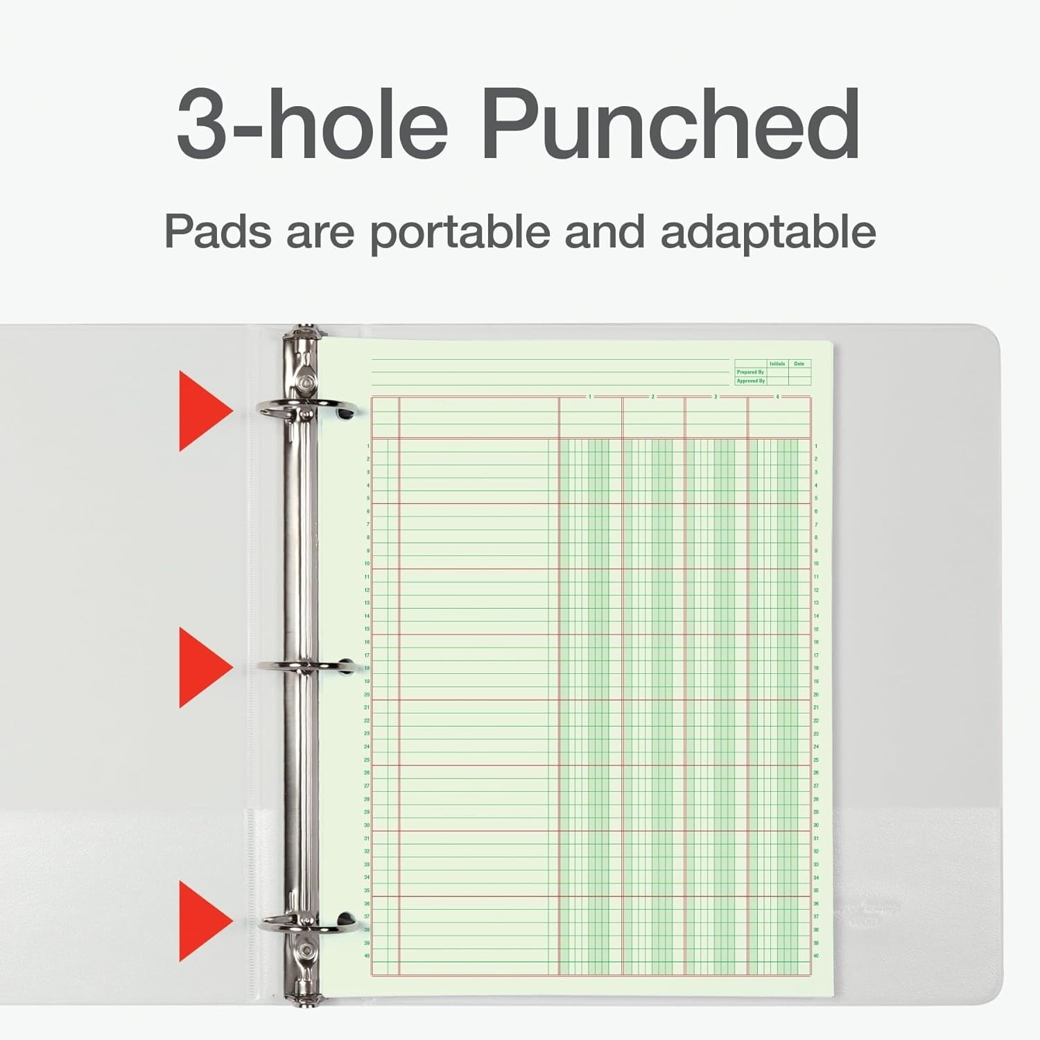 Columnar Analysis Pad 4 Column Ledger 8.5 X 11 100 Pages 3 Hole Punch Accounting